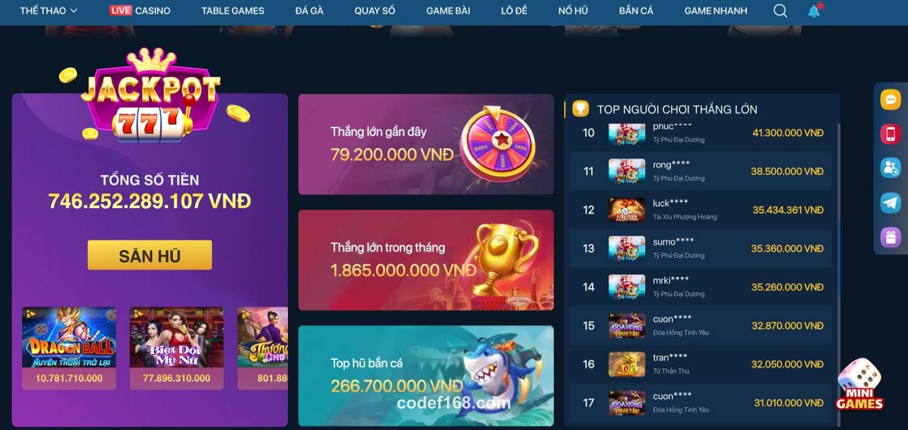Tính năng Jackpot nổi bật